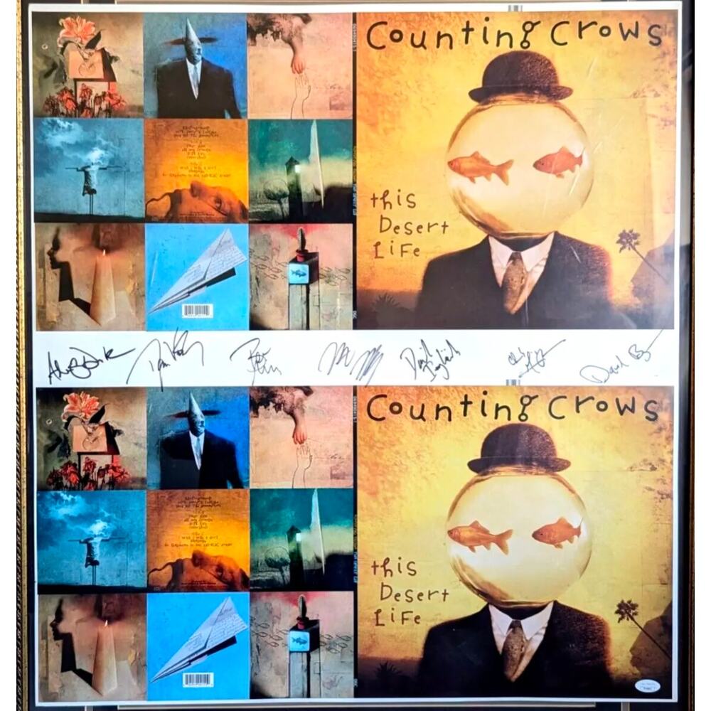 Counting Crows Band SIGNED 1990's Uncut LP Sleeve THIS DESERT LIFE 28" ⭐ COA LOA